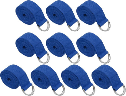 Yoga Strap for Stretching, Cotton Yoga Belt with Adjustable Metal D-Ring Buckle Stretch Band for Fitness Pilates
