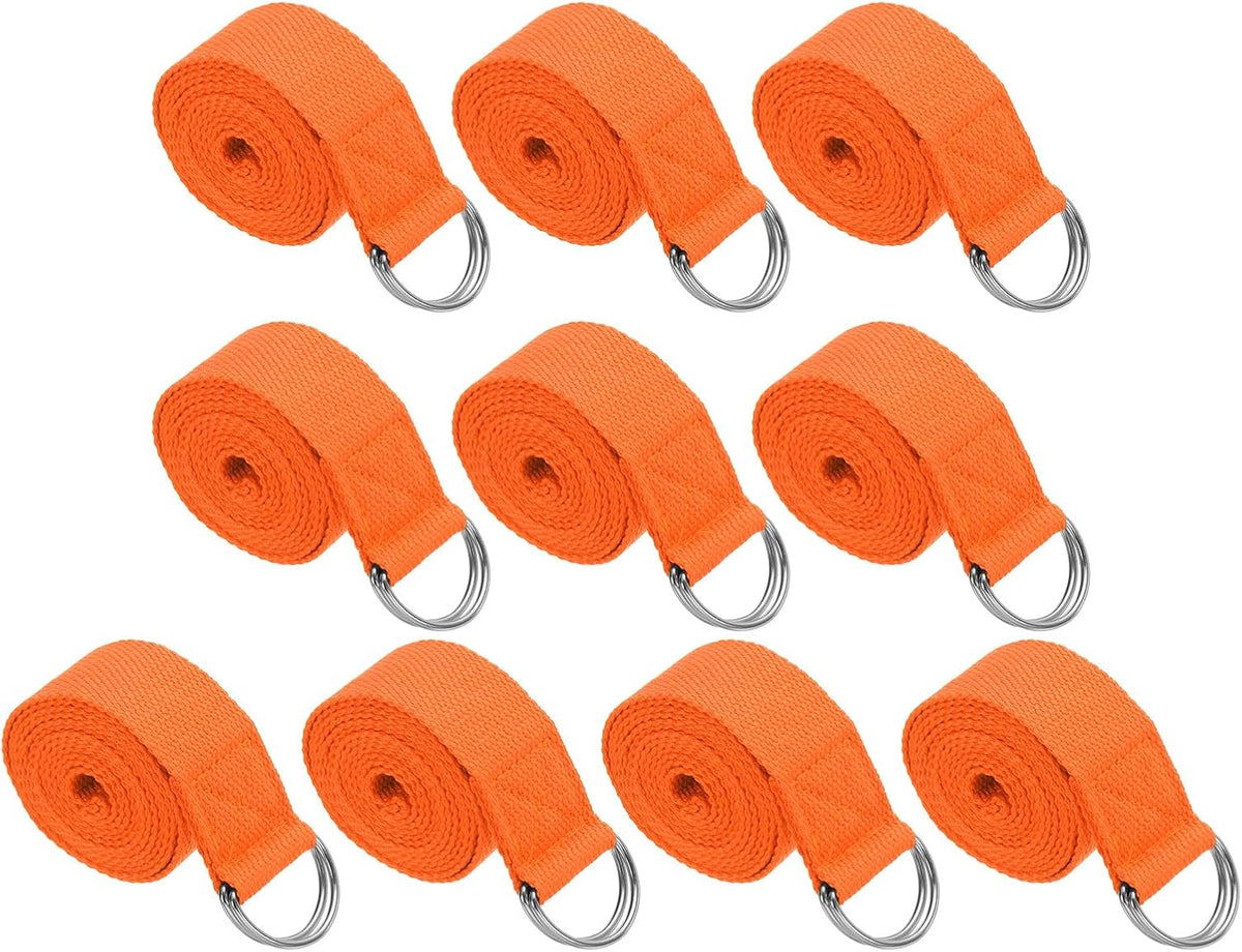 Yoga Strap for Stretching, Cotton Yoga Belt with Adjustable Metal D-Ring Buckle Stretch Band for Fitness Pilates
