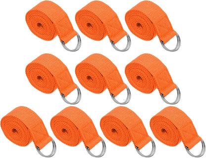 Yoga Strap for Stretching, Cotton Yoga Belt with Adjustable Metal D-Ring Buckle Stretch Band for Fitness Pilates