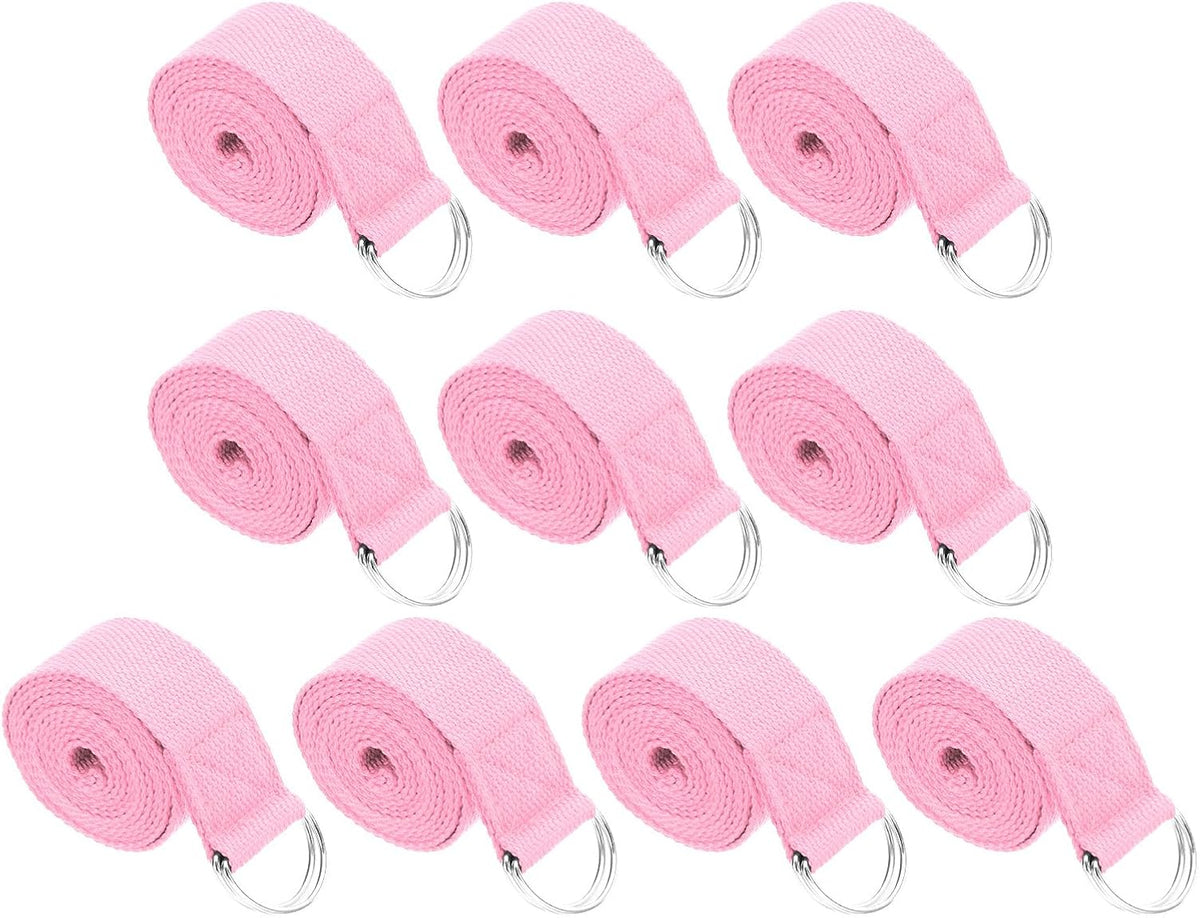 Yoga Strap for Stretching, Cotton Yoga Belt with Adjustable Metal D-Ring Buckle Stretch Band for Fitness Pilates