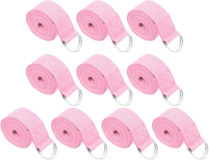Yoga Strap for Stretching, Cotton Yoga Belt with Adjustable Metal D-Ring Buckle Stretch Band for Fitness Pilates