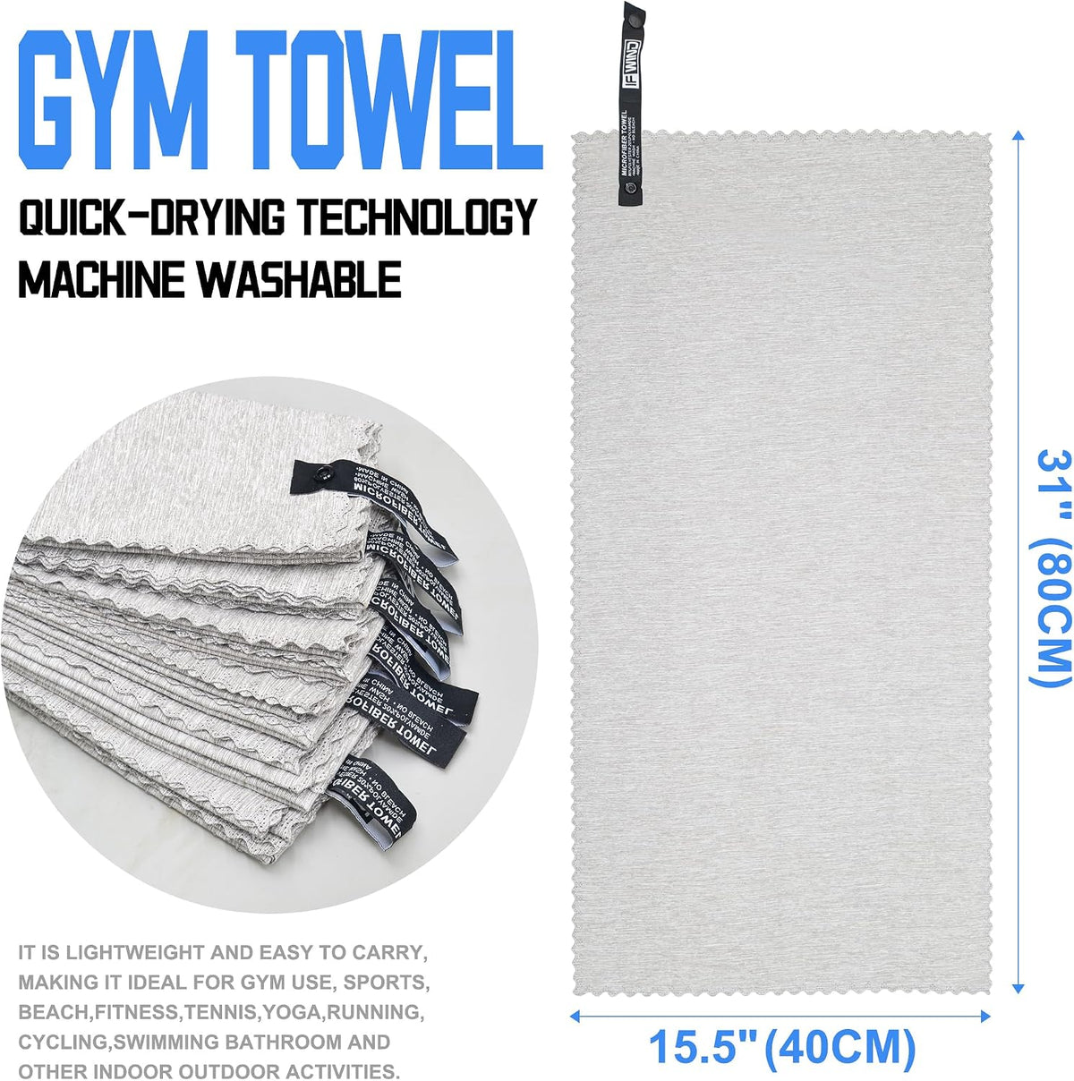 10 Pack Microfiber Gym Towels for Working Out，Fast Drying Workout Accessories Sweat Towels for Gym Gear for Men & Women,Sports Exercise Fitness Gear