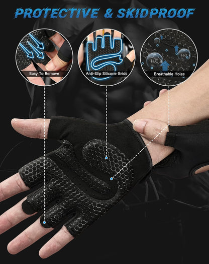 Breathable Workout Gloves, Antislip Weight Lifting Gym Gloves for Men Women, Superior Grip & Palm Protection for Weightlifting, Fitness, Exercise, Training