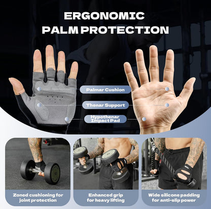 Breathable Workout Gloves, Antislip Weight Lifting Gym Gloves for Men Women, Superior Grip & Palm Protection for Weightlifting, Fitness, Exercise, Training