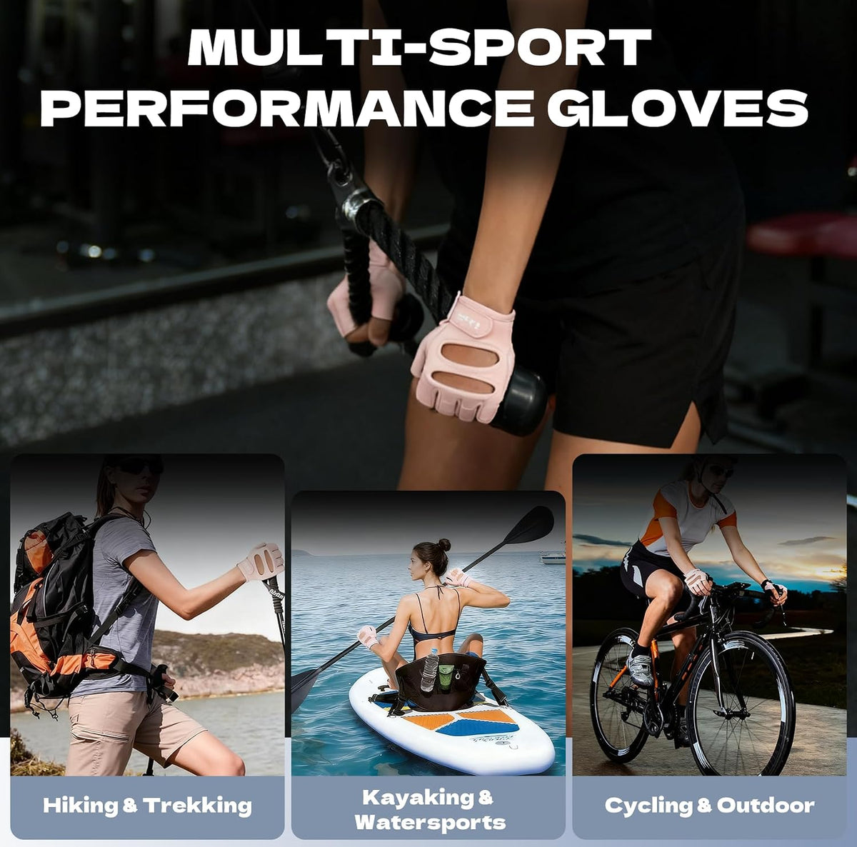 Breathable Workout Gloves, Antislip Weight Lifting Gym Gloves for Men Women, Superior Grip & Palm Protection for Weightlifting, Fitness, Exercise, Training