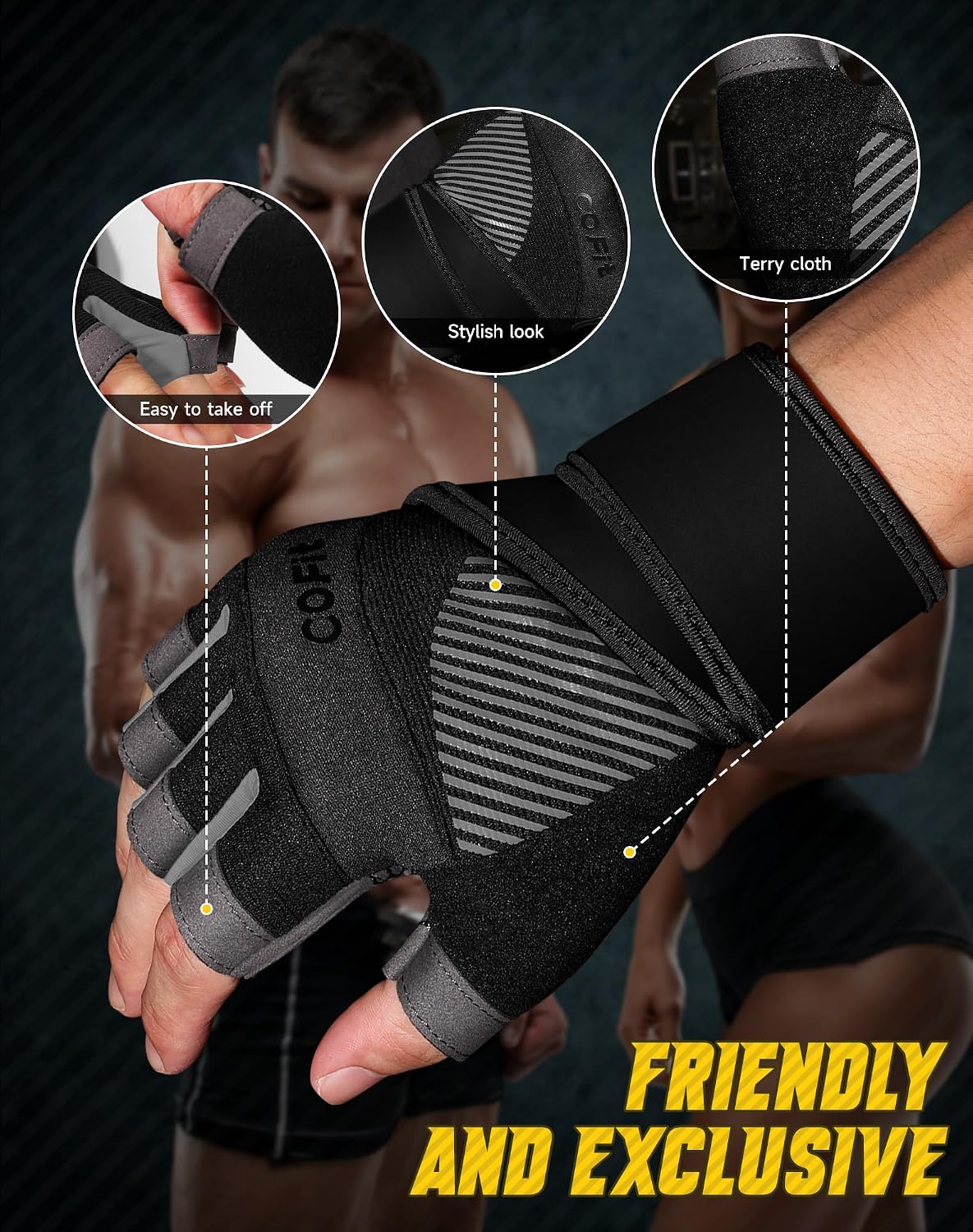 Breathable Workout Gloves, Antislip Weight Lifting Gym Gloves for Men Women, Superior Grip & Palm Protection for Weightlifting, Fitness, Exercise, Training