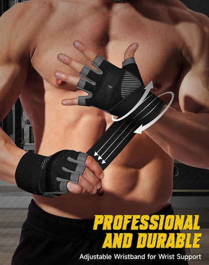 Breathable Workout Gloves, Antislip Weight Lifting Gym Gloves for Men Women, Superior Grip & Palm Protection for Weightlifting, Fitness, Exercise, Training