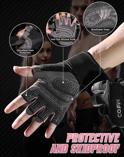 Breathable Workout Gloves, Antislip Weight Lifting Gym Gloves for Men Women, Superior Grip & Palm Protection for Weightlifting, Fitness, Exercise, Training