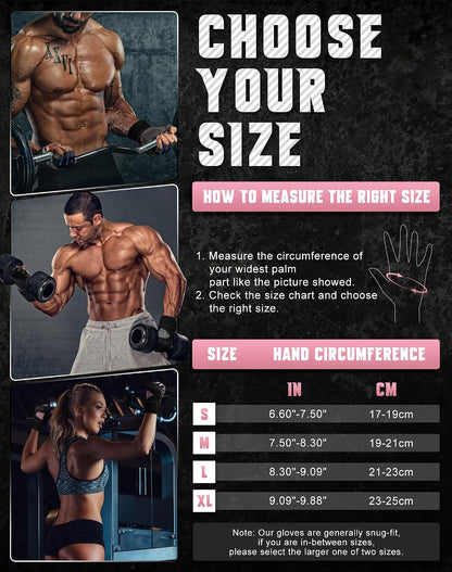 Breathable Workout Gloves, Antislip Weight Lifting Gym Gloves for Men Women, Superior Grip & Palm Protection for Weightlifting, Fitness, Exercise, Training