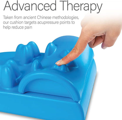 Acupressure Neck Pain Relief Cushion | Cervical Traction Device & Acupressure Cushion for Muscle Tension & Relaxation | Helps Relieve Neck & Shoulder Pain | Blue