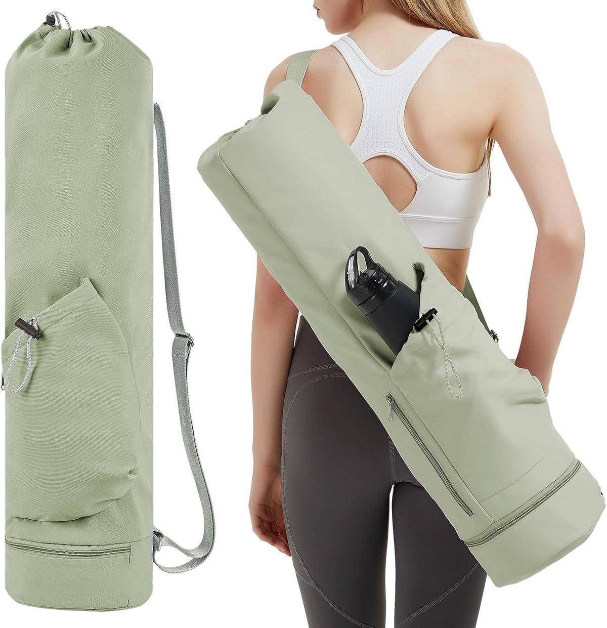 Yoga Mat Bag with Water Bottle Pocket & Wet Pocket for Women