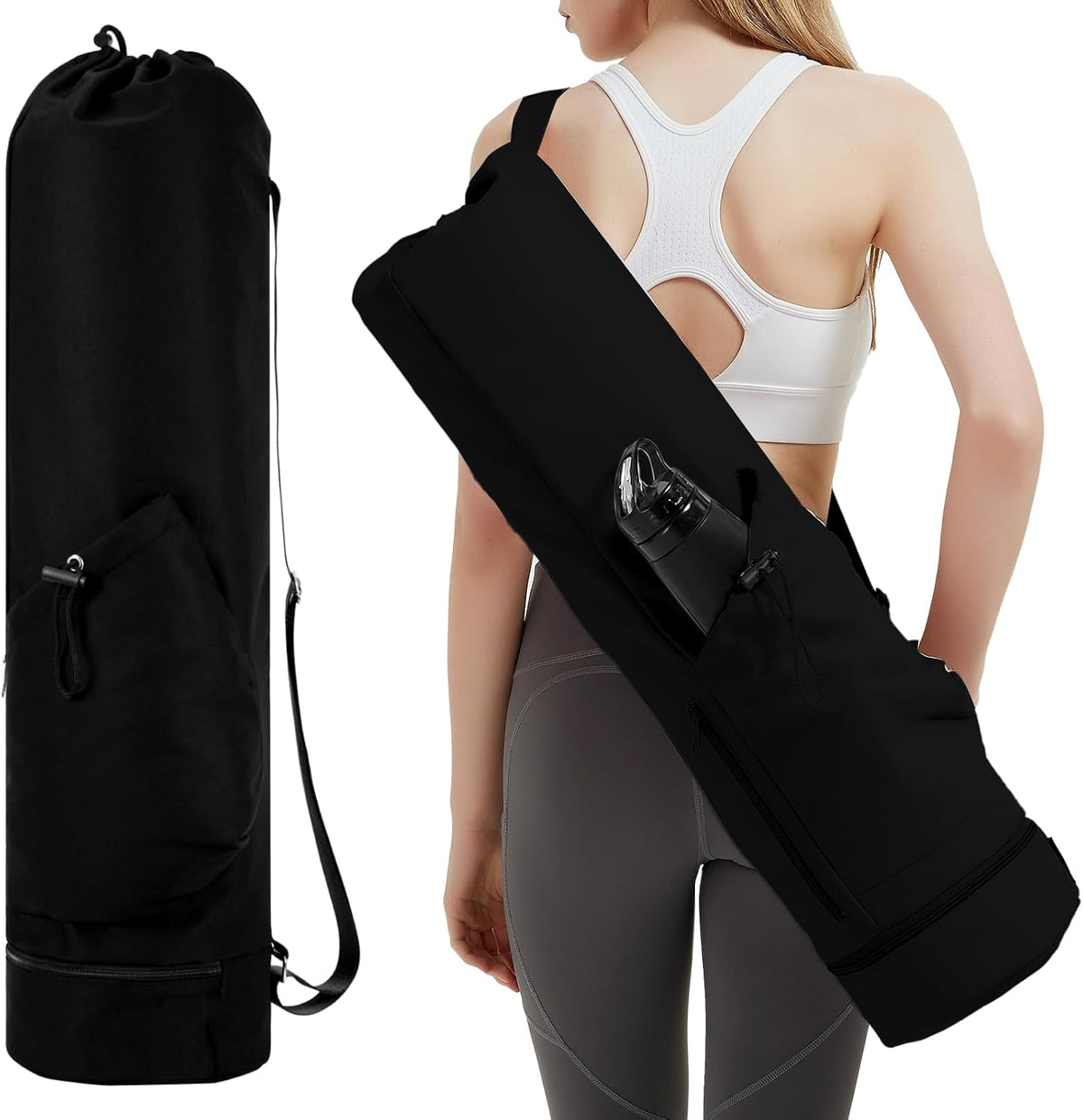 Yoga Mat Bag with Water Bottle Pocket & Wet Pocket for Women