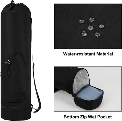 Yoga Mat Bag with Water Bottle Pocket & Wet Pocket for Women