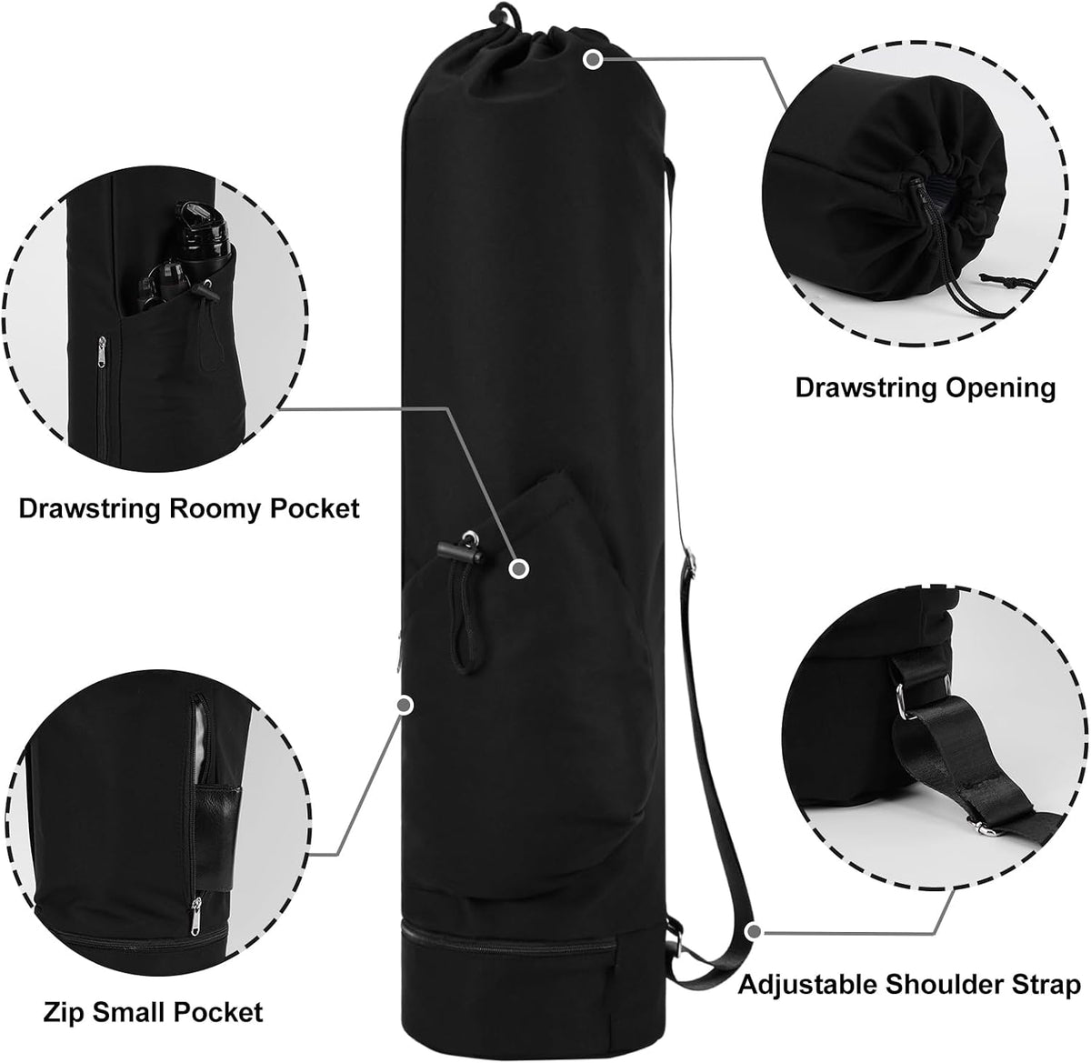 Yoga Mat Bag with Water Bottle Pocket & Wet Pocket for Women