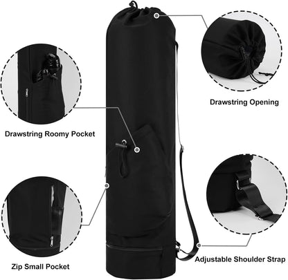 Yoga Mat Bag with Water Bottle Pocket & Wet Pocket for Women