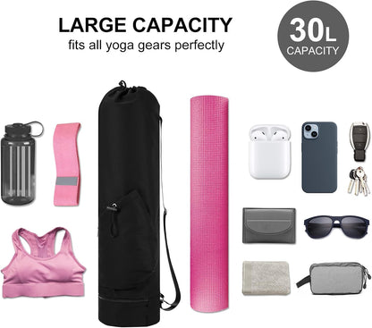 Yoga Mat Bag with Water Bottle Pocket & Wet Pocket for Women