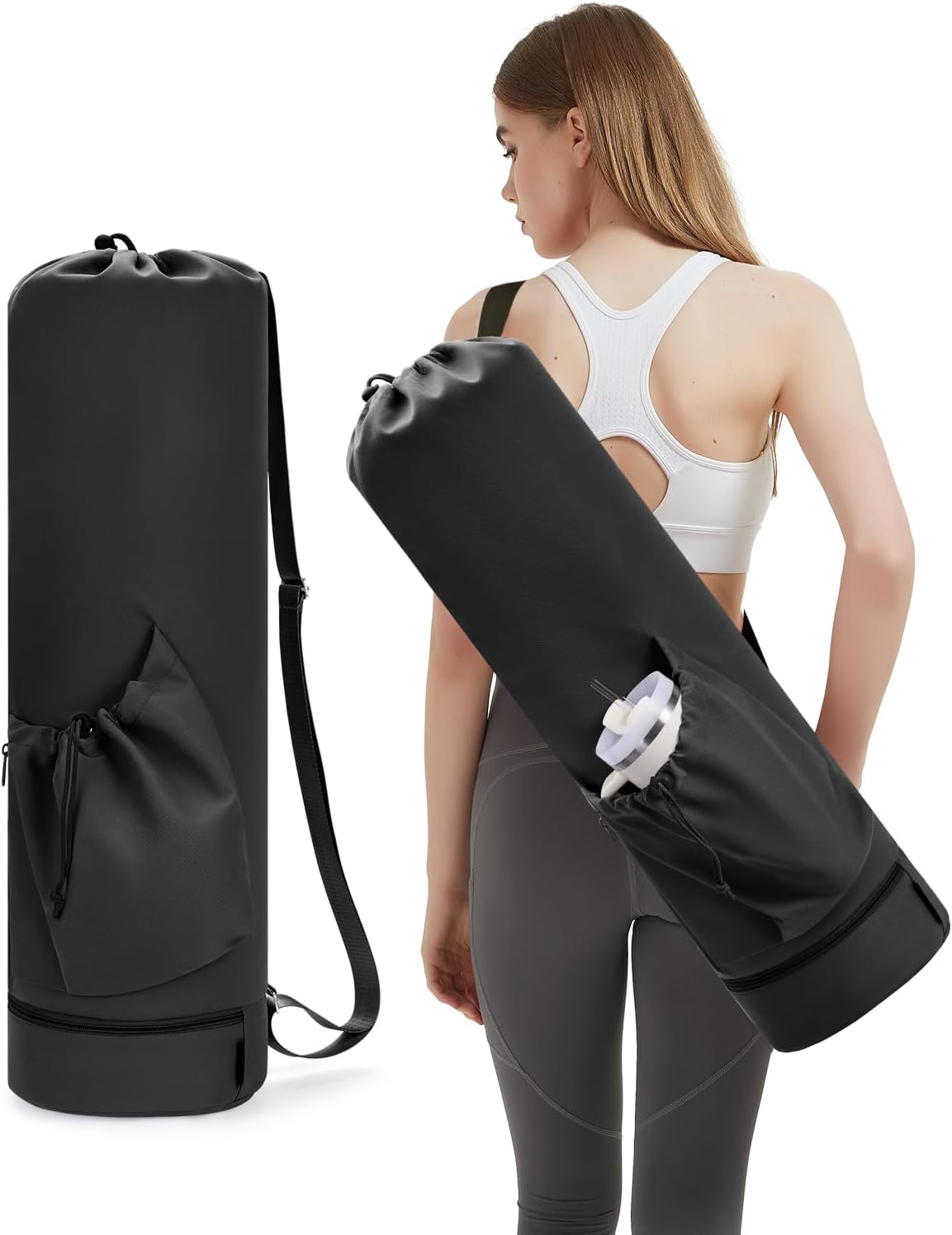 Yoga Mat Bag with Water Bottle Pocket & Wet Pocket for Women