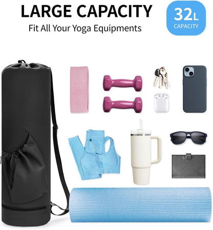 Yoga Mat Bag with Water Bottle Pocket & Wet Pocket for Women