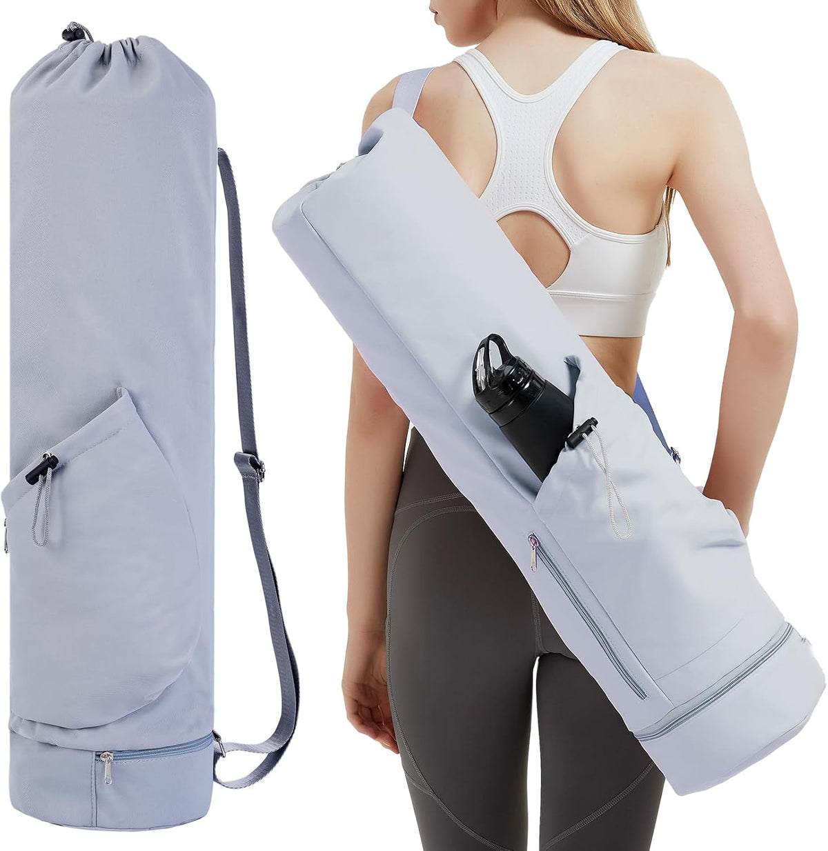 Yoga Mat Bag with Water Bottle Pocket & Wet Pocket for Women