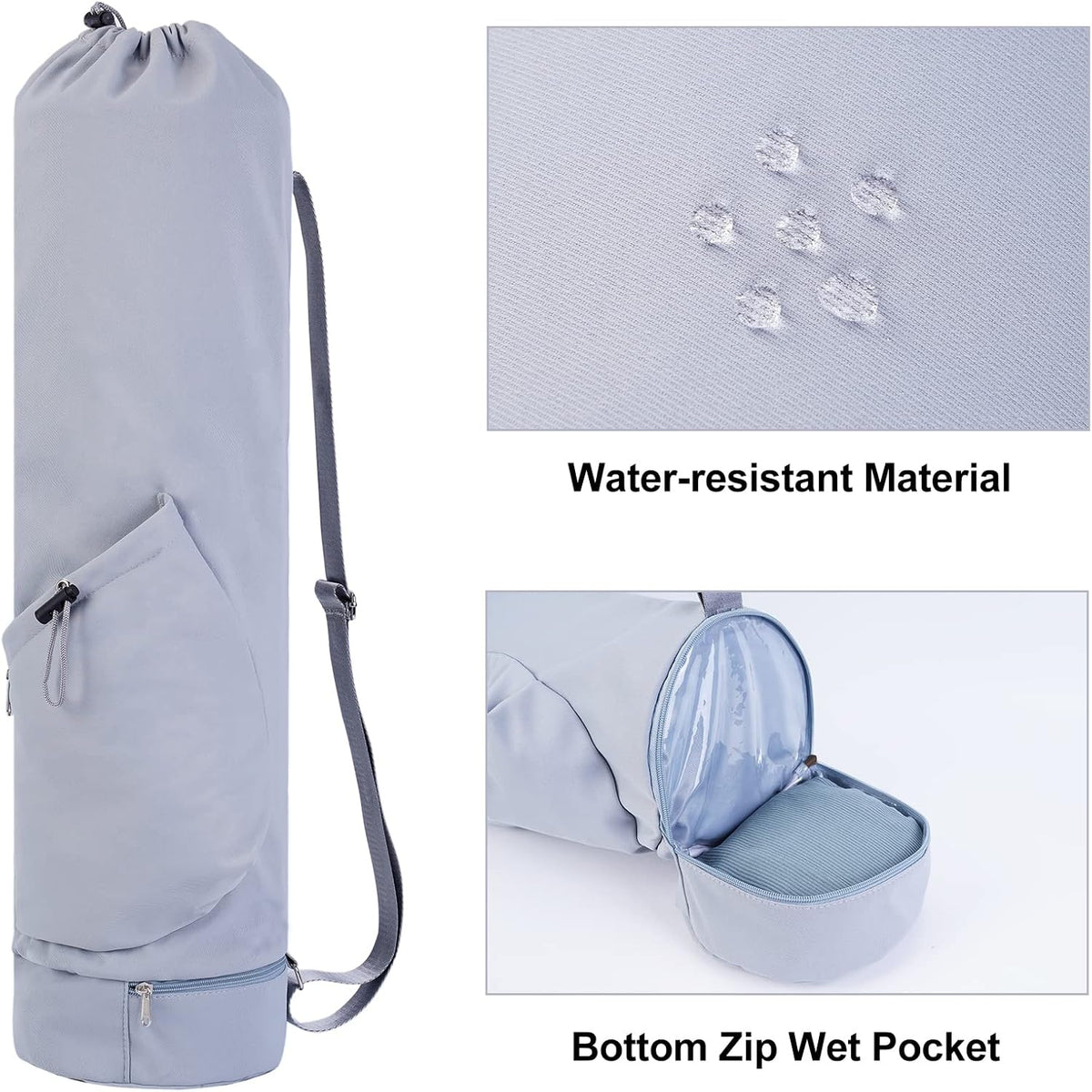 Yoga Mat Bag with Water Bottle Pocket & Wet Pocket for Women