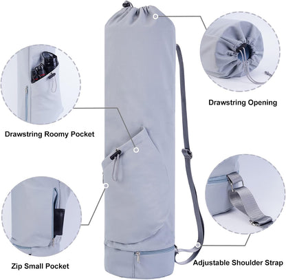 Yoga Mat Bag with Water Bottle Pocket & Wet Pocket for Women