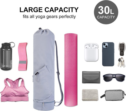 Yoga Mat Bag with Water Bottle Pocket & Wet Pocket for Women
