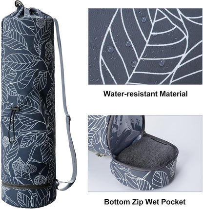Yoga Mat Bag with Water Bottle Pocket & Wet Pocket for Women