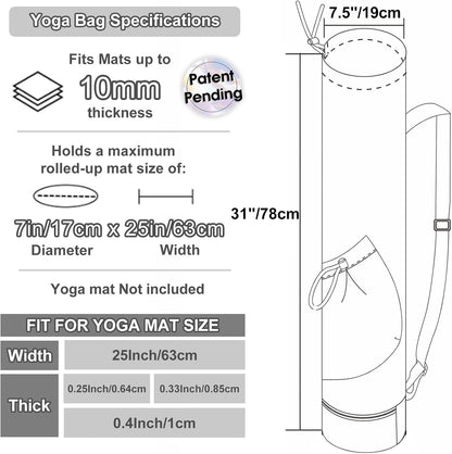 Yoga Mat Bag with Water Bottle Pocket & Wet Pocket for Women