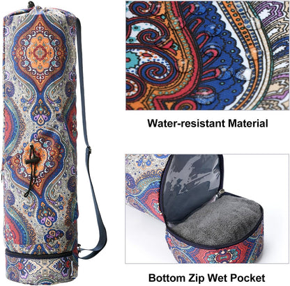 Yoga Mat Bag with Water Bottle Pocket & Wet Pocket for Women
