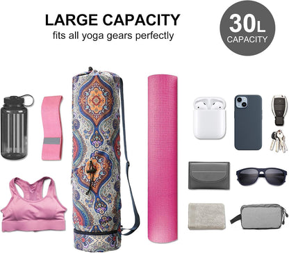 Yoga Mat Bag with Water Bottle Pocket & Wet Pocket for Women