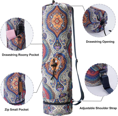 Yoga Mat Bag with Water Bottle Pocket & Wet Pocket for Women