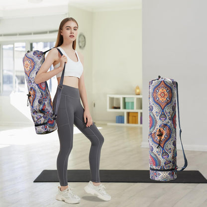 Yoga Mat Bag with Water Bottle Pocket & Wet Pocket for Women
