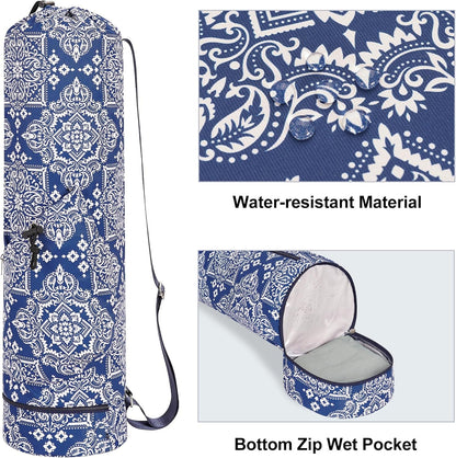 Yoga Mat Bag with Water Bottle Pocket & Wet Pocket for Women