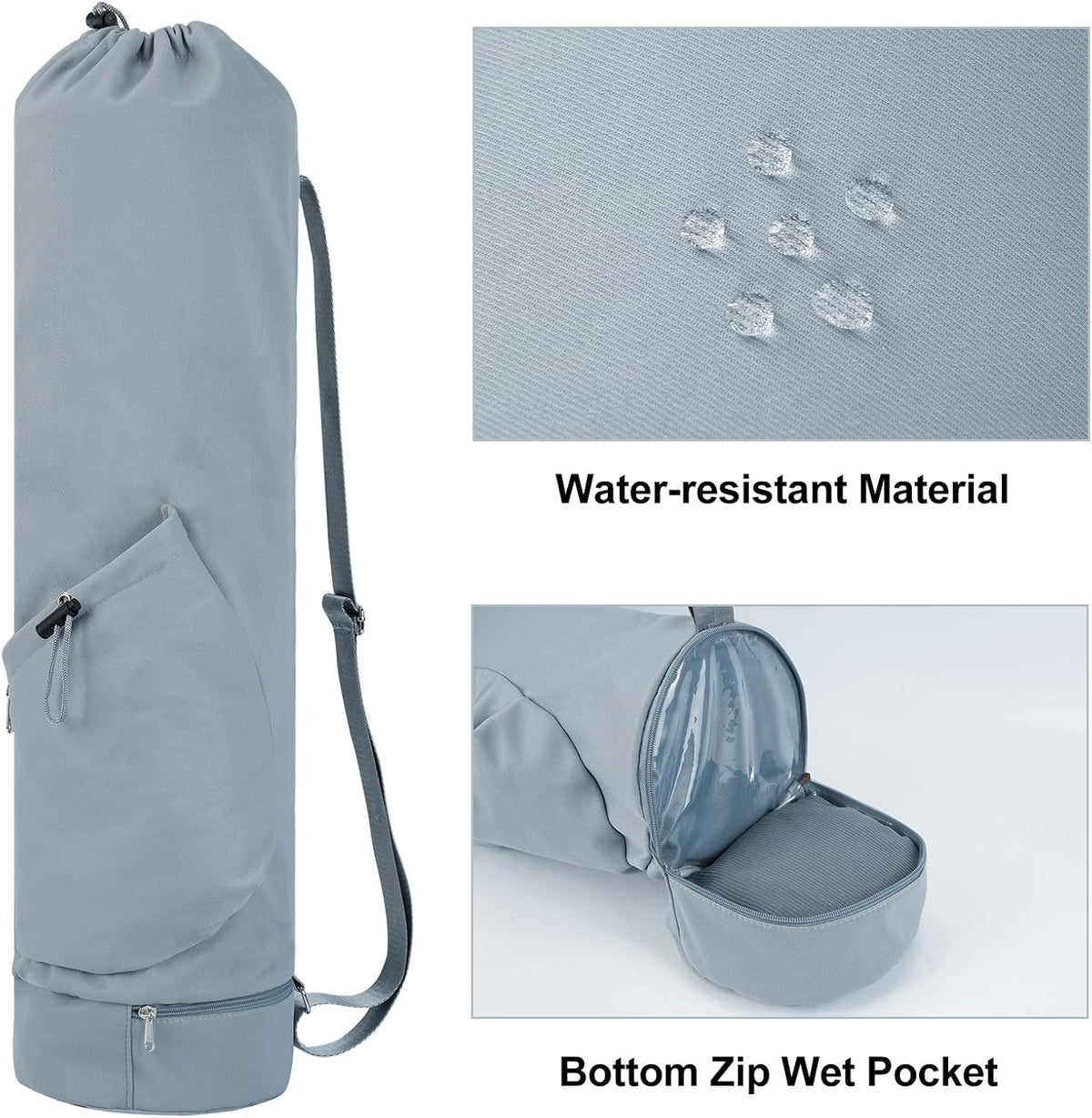 Yoga Mat Bag with Water Bottle Pocket & Wet Pocket for Women