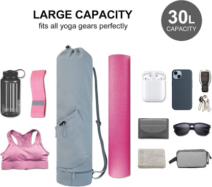 Yoga Mat Bag with Water Bottle Pocket & Wet Pocket for Women