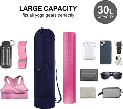 Yoga Mat Bag with Water Bottle Pocket & Wet Pocket for Women