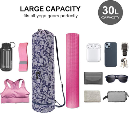Yoga Mat Bag with Water Bottle Pocket & Wet Pocket for Women