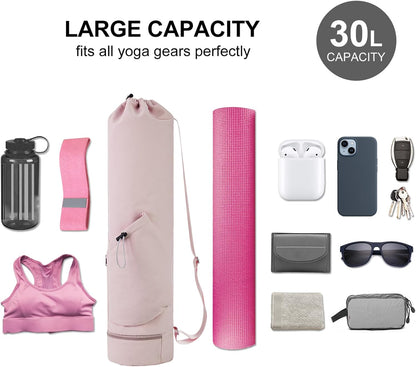 Yoga Mat Bag with Water Bottle Pocket & Wet Pocket for Women