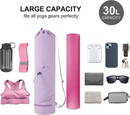 Yoga Mat Bag with Water Bottle Pocket & Wet Pocket for Women