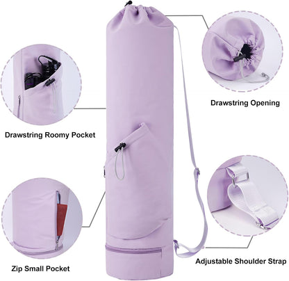 Yoga Mat Bag with Water Bottle Pocket & Wet Pocket for Women