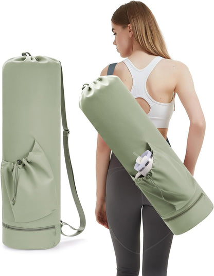 Yoga Mat Bag with Water Bottle Pocket & Wet Pocket for Women