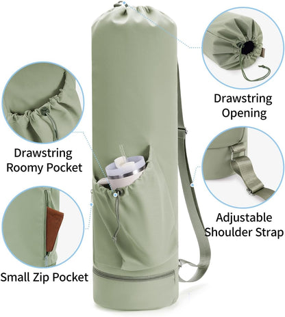 Yoga Mat Bag with Water Bottle Pocket & Wet Pocket for Women