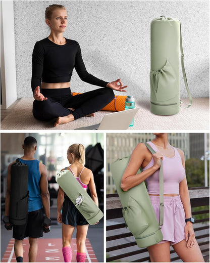 Yoga Mat Bag with Water Bottle Pocket & Wet Pocket for Women