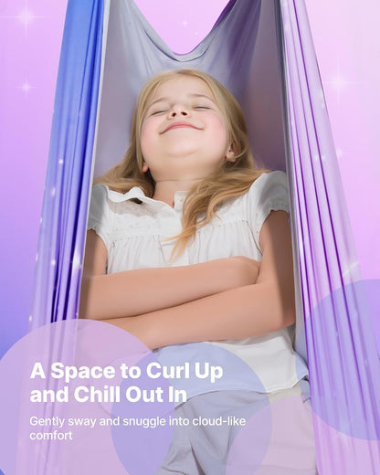 Sensory Swing, Double-Layer Fabric Sensorys Hammock, Indoor & Outdoor Sensory Swing with 360° Swivel Hanger, O-Sling, Holds up to 300lbs, Adjustable Aerial Yoga, Ceiling Swings for Kids