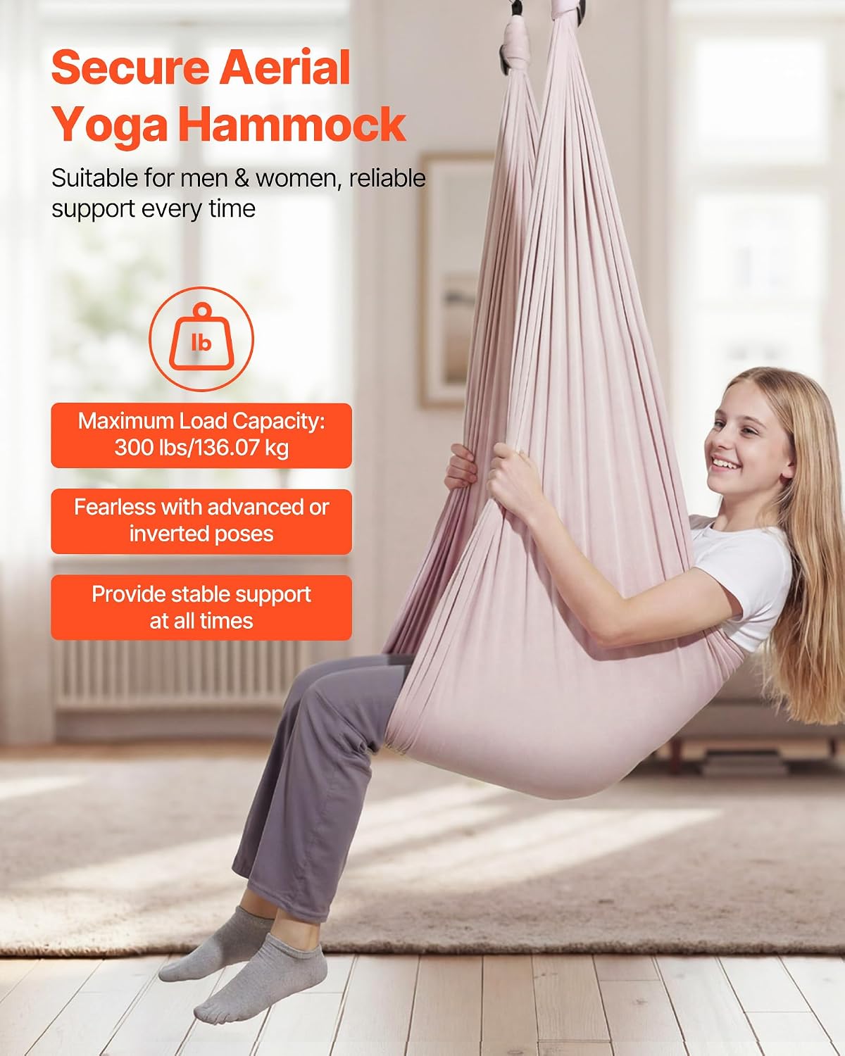 Sensory Swing, Double-Layer Fabric Sensorys Hammock, Indoor & Outdoor Sensory Swing with 360° Swivel Hanger, O-Sling, Holds up to 300lbs, Adjustable Aerial Yoga, Ceiling Swings for Kids