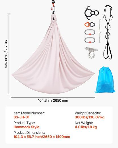 Sensory Swing, Double-Layer Fabric Sensorys Hammock, Indoor & Outdoor Sensory Swing with 360° Swivel Hanger, O-Sling, Holds up to 300lbs, Adjustable Aerial Yoga, Ceiling Swings for Kids