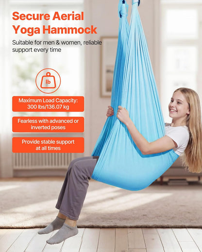 Sensory Swing, Double-Layer Fabric Sensorys Hammock, Indoor & Outdoor Sensory Swing with 360° Swivel Hanger, O-Sling, Holds up to 300lbs, Adjustable Aerial Yoga, Ceiling Swings for Kids