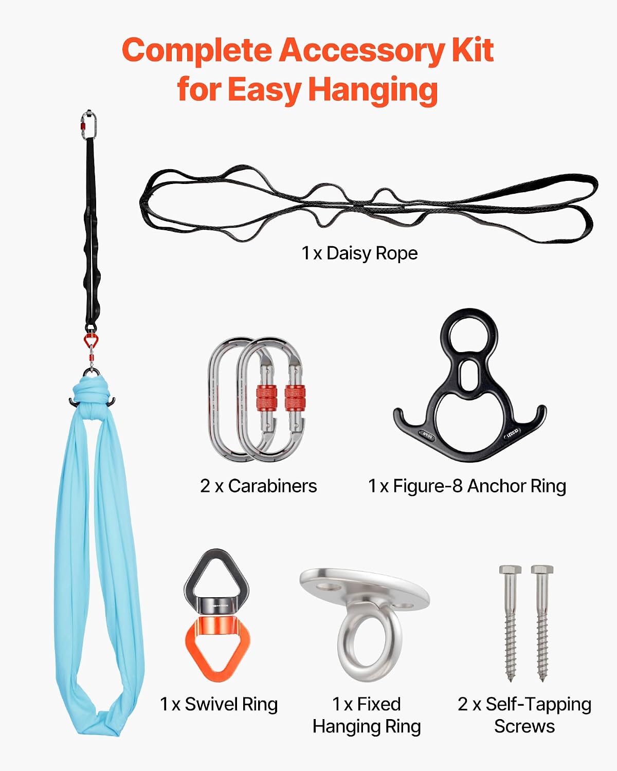 Sensory Swing, Double-Layer Fabric Sensorys Hammock, Indoor & Outdoor Sensory Swing with 360° Swivel Hanger, O-Sling, Holds up to 300lbs, Adjustable Aerial Yoga, Ceiling Swings for Kids
