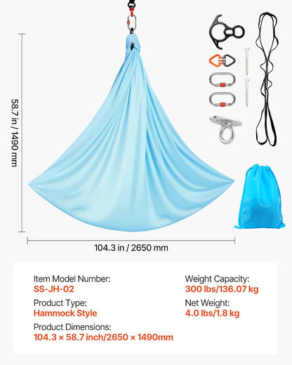 Sensory Swing, Double-Layer Fabric Sensorys Hammock, Indoor & Outdoor Sensory Swing with 360° Swivel Hanger, O-Sling, Holds up to 300lbs, Adjustable Aerial Yoga, Ceiling Swings for Kids