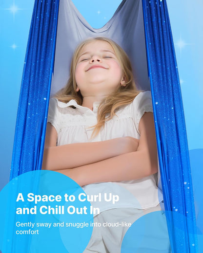 Sensory Swing, Double-Layer Fabric Sensorys Hammock, Indoor & Outdoor Sensory Swing with 360° Swivel Hanger, O-Sling, Holds up to 300lbs, Adjustable Aerial Yoga, Ceiling Swings for Kids
